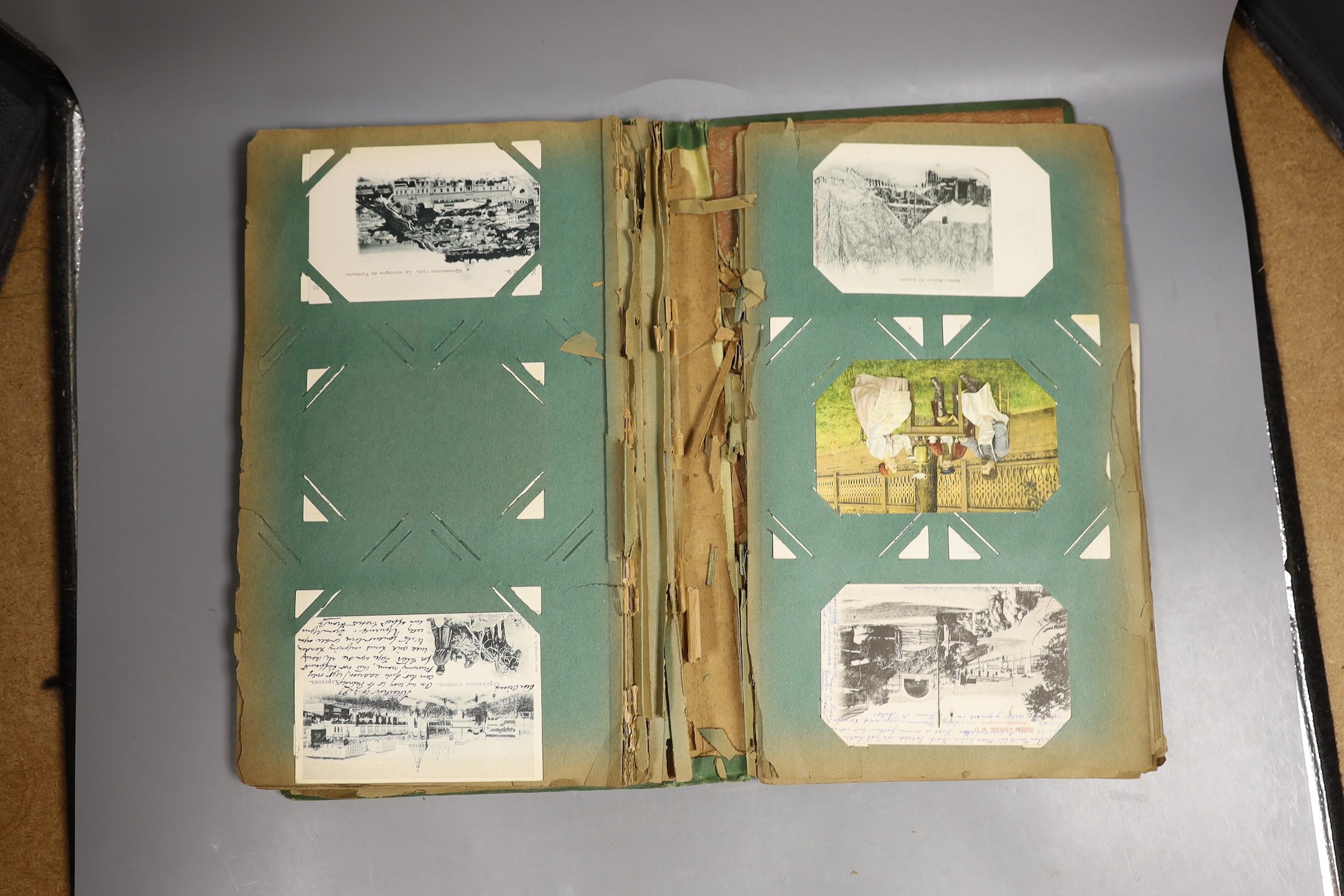 Nine albums of Edwardian and later topographical, portrait etc. postcard albums